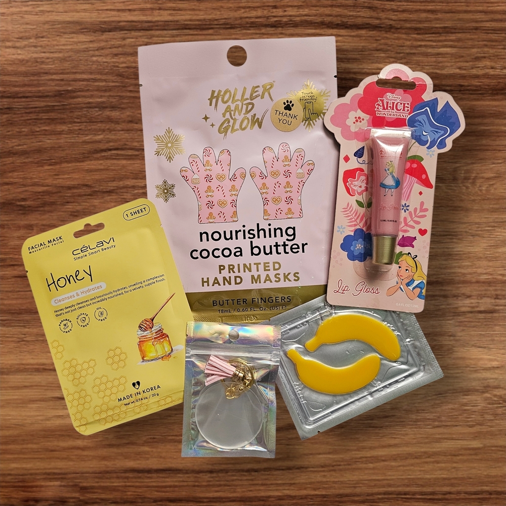 Beauty and Skincare Set with Masks and Lip Gloss